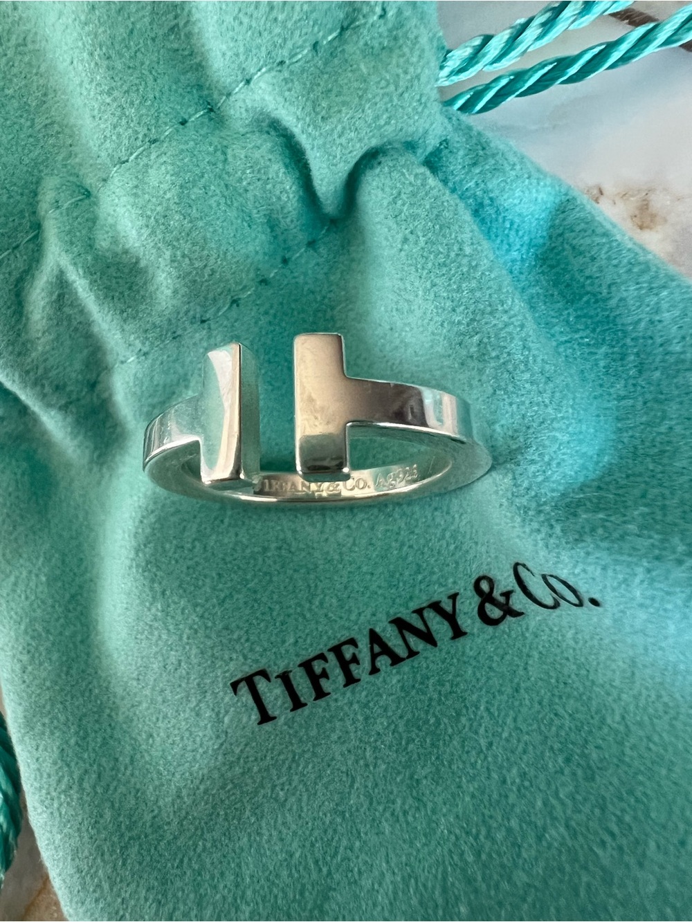 Tiffany & Co. Sterling Silver Open T Ring Size US 7 - Picture 3 of 5